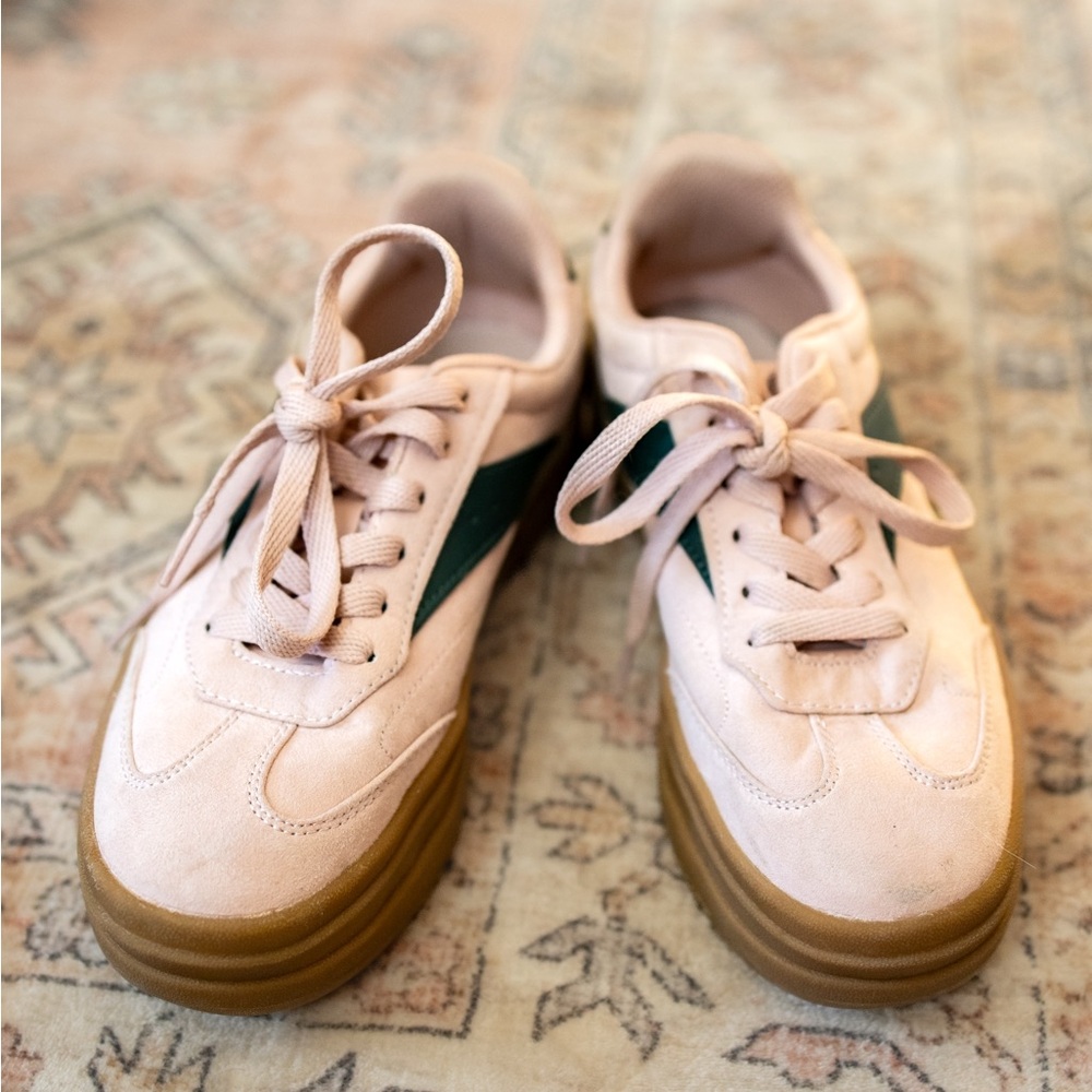 JustFab Pink and Green Sneakers